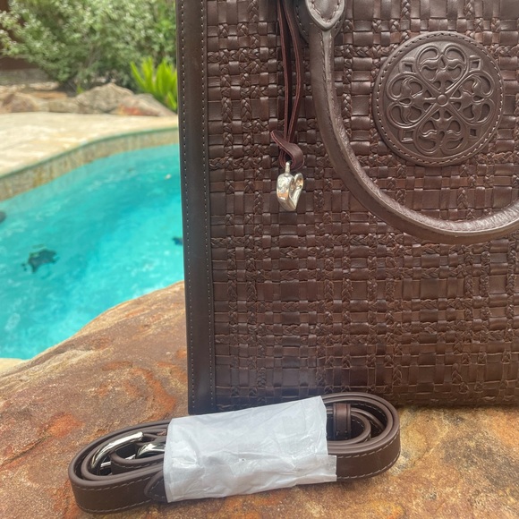 NEW!  Brighton Ferrara Montecito “Leah” Woven Brown Leather Tote / Crossbody Bag - Picture 4 of 12